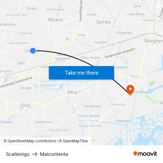 Scaltenigo to Malcontenta map