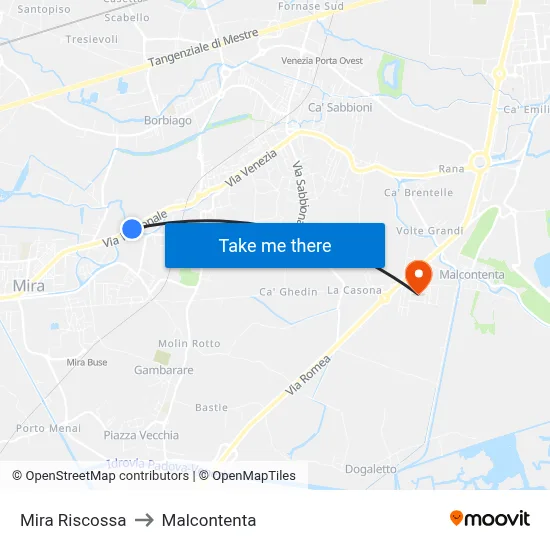 Mira Riscossa to Malcontenta map