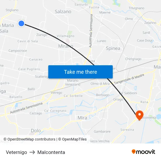 Veternigo to Malcontenta map