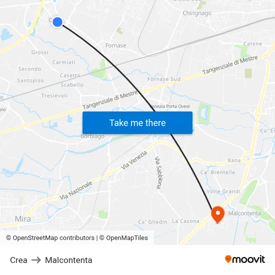 Crea to Malcontenta map