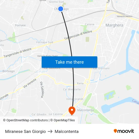 Miranese San Giorgio to Malcontenta map
