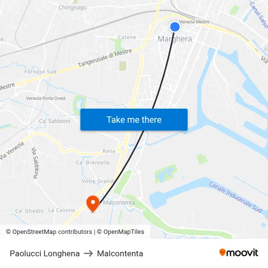 Paolucci Longhena to Malcontenta map