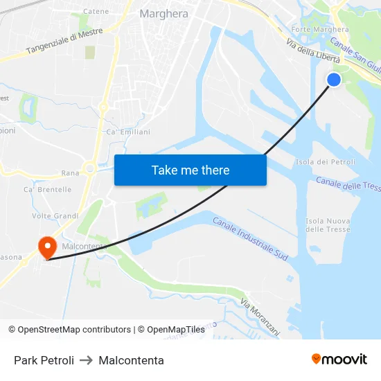 Petroli Park to Malcontenta map