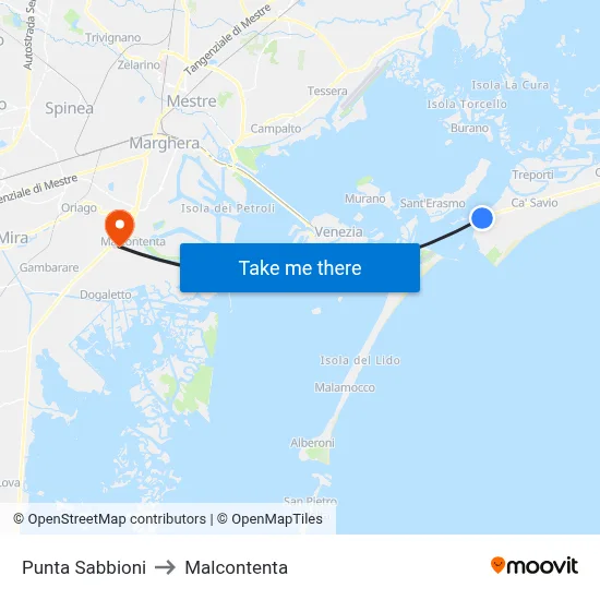 Punta Sabbioni to Malcontenta map