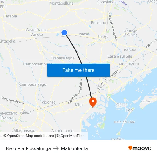 Junction to Fossalunga to Malcontenta map