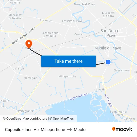 Caposile - Incr. Via Millepertiche to Meolo map