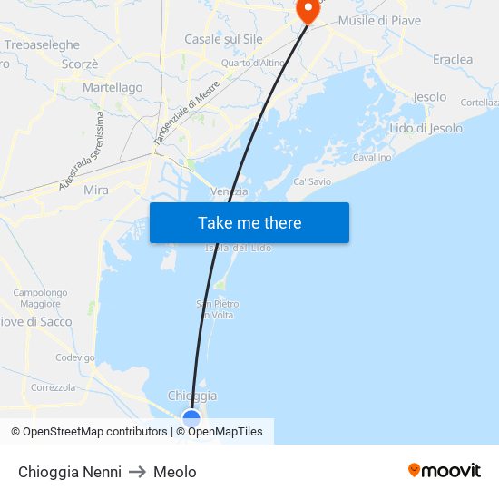 Chioggia  Nenni to Meolo map