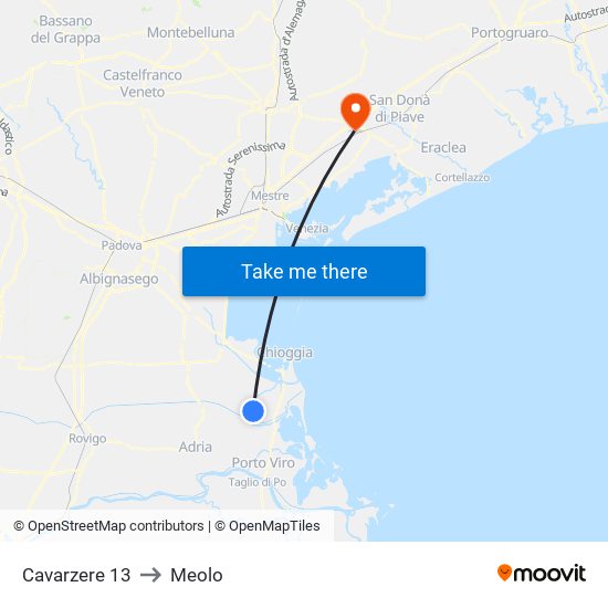 Cavarzere 13 to Meolo map