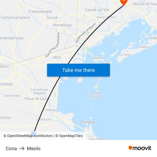 Cona to Meolo map