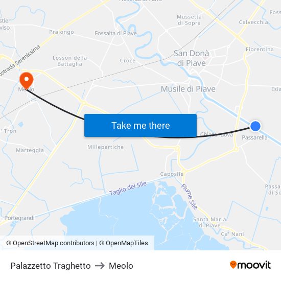 Palazzetto Traghetto to Meolo map