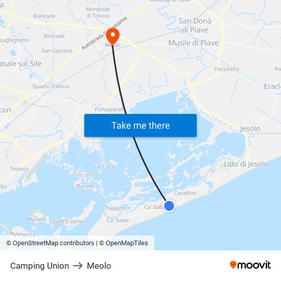 Camping Union to Meolo map