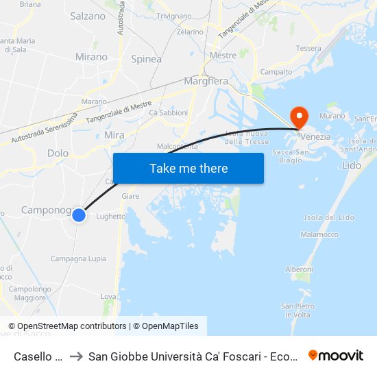 Casello 11 to San Giobbe Università Ca' Foscari - Economia map
