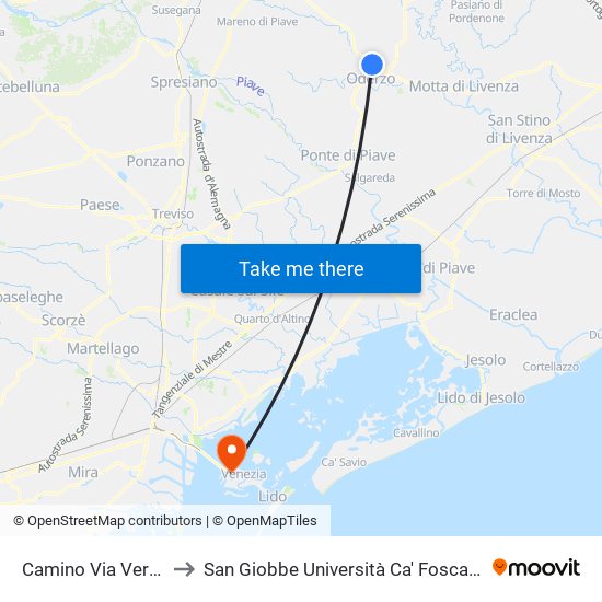 Camino Via Verdi-Baite to San Giobbe Università Ca' Foscari - Economia map