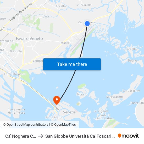 Ca' Noghera Casino' to San Giobbe Università Ca' Foscari - Economia map
