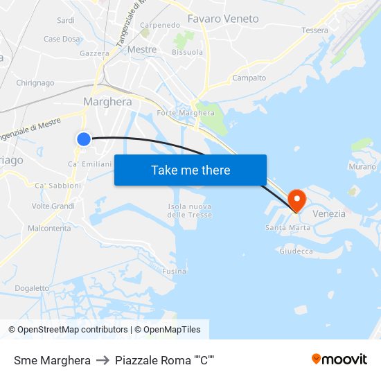 Sme Marghera to Piazzale Roma ""C"" map