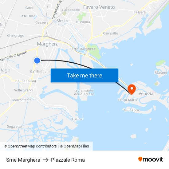 Sme Marghera to Piazzale Roma map