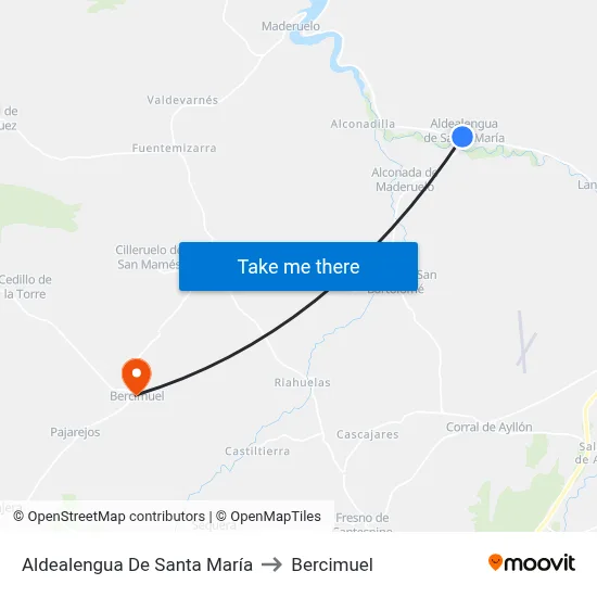Aldealengua De Santa María to Bercimuel map