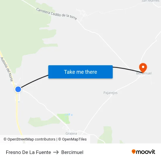 Fresno De La Fuente to Bercimuel map