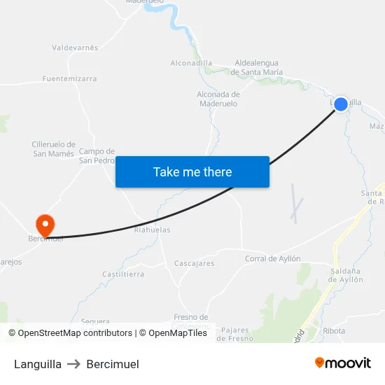 Languilla to Bercimuel map