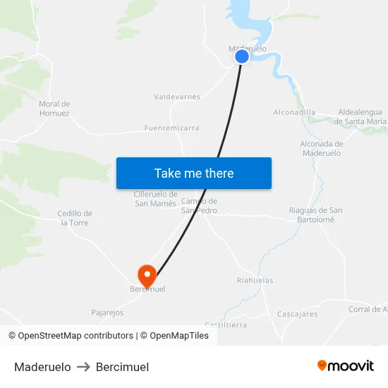 Maderuelo to Bercimuel map