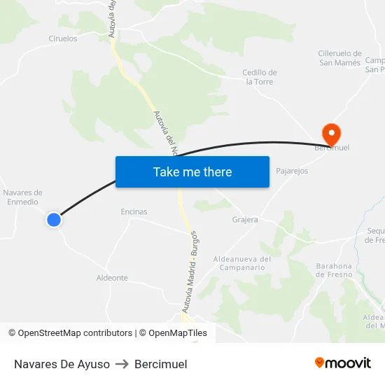 Navares De Ayuso to Bercimuel map