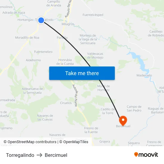 Torregalindo to Bercimuel map