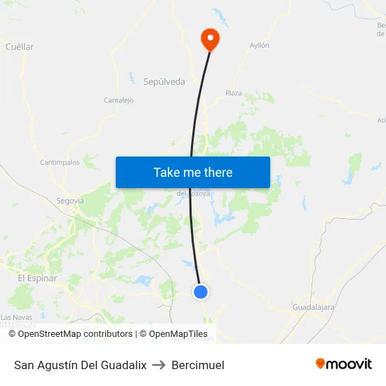 San Agustín Del Guadalix to Bercimuel map