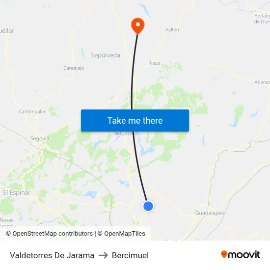 Valdetorres De Jarama to Bercimuel map