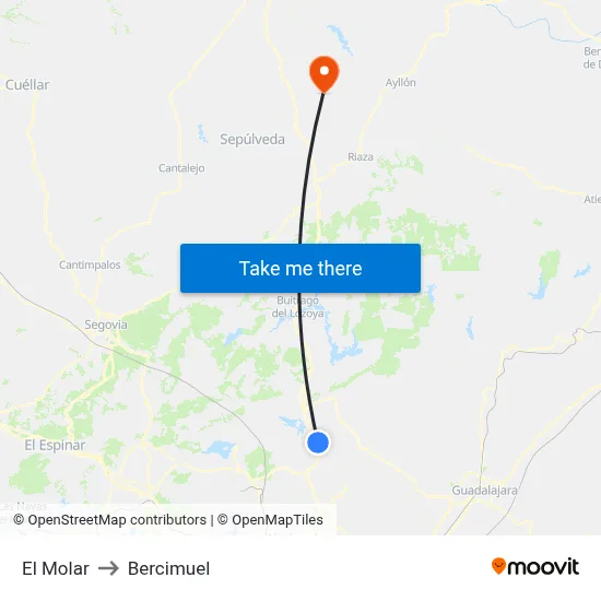 El Molar to Bercimuel map