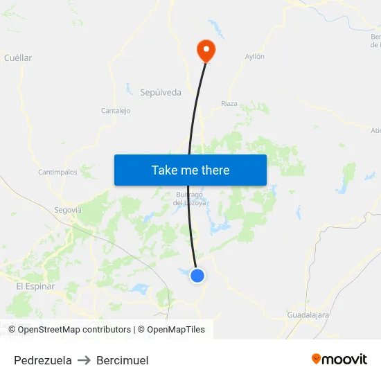 Pedrezuela to Bercimuel map