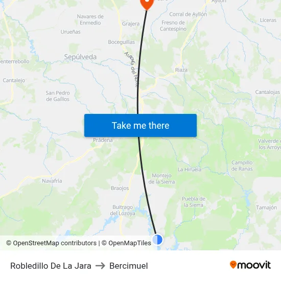 Robledillo De La Jara to Bercimuel map