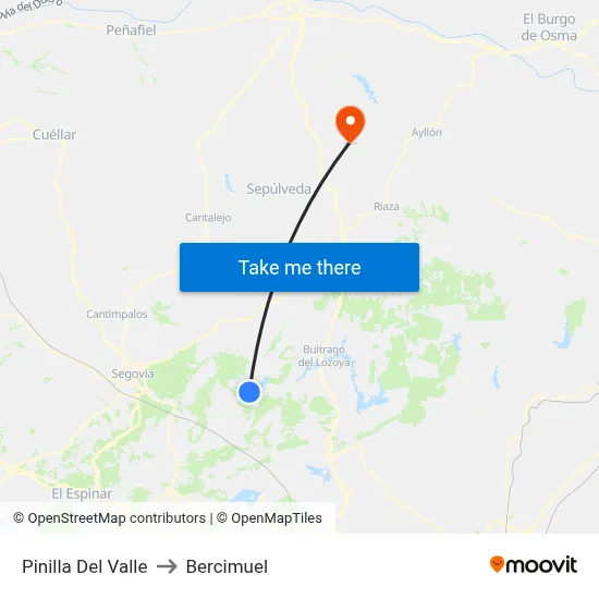 Pinilla Del Valle to Bercimuel map