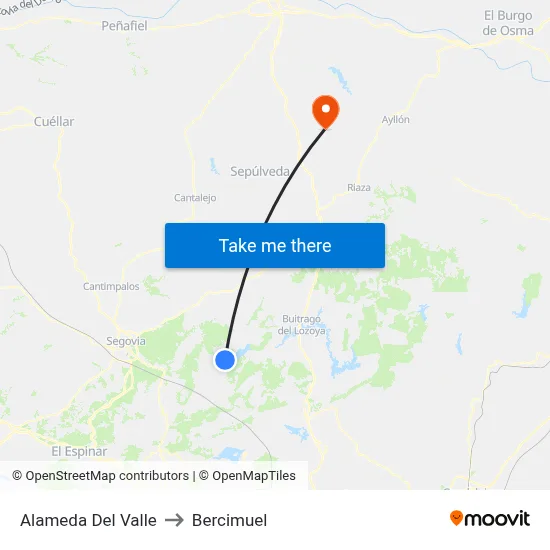 Alameda Del Valle to Bercimuel map