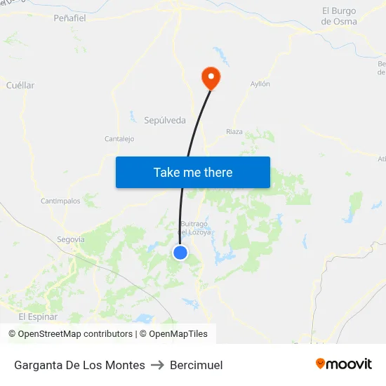 Garganta De Los Montes to Bercimuel map