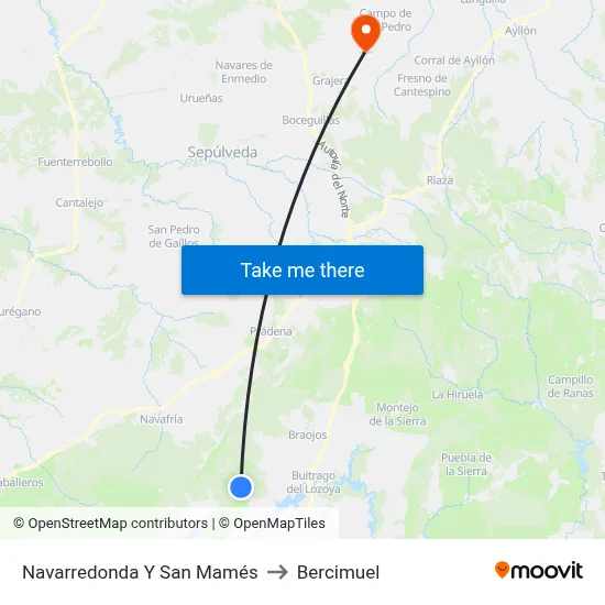 Navarredonda Y San Mamés to Bercimuel map