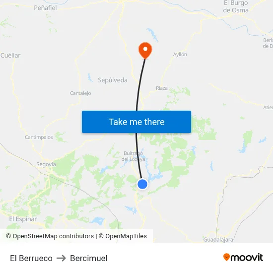 El Berrueco to Bercimuel map