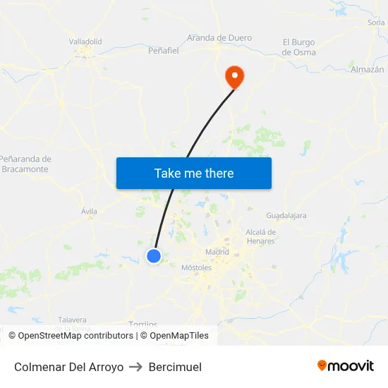 Colmenar Del Arroyo to Bercimuel map