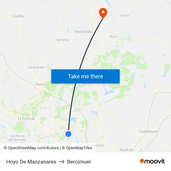 Hoyo De Manzanares to Bercimuel map