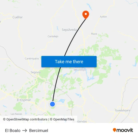 El Boalo to Bercimuel map