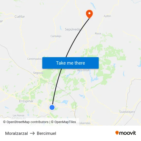 Moralzarzal to Bercimuel map