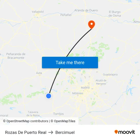 Rozas De Puerto Real to Bercimuel map