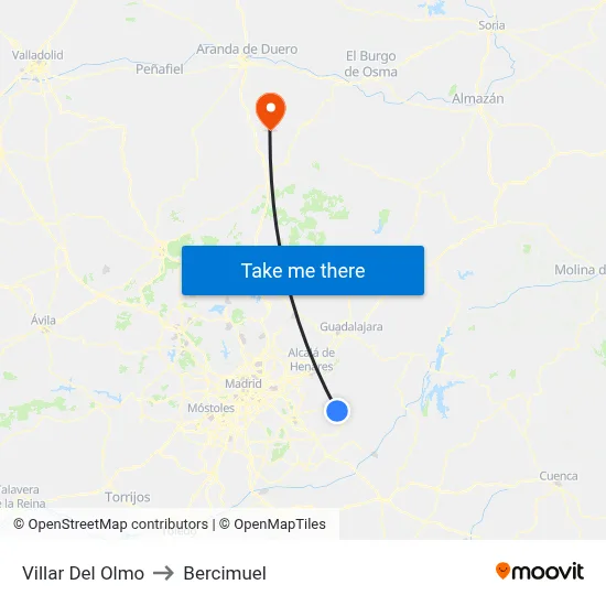 Villar Del Olmo to Bercimuel map