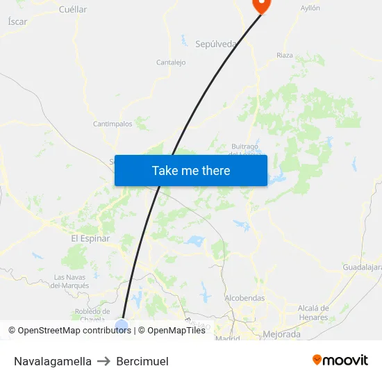 Navalagamella to Bercimuel map