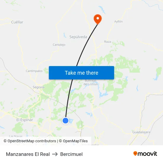 Manzanares El Real to Bercimuel map