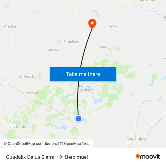 Guadalix De La Sierra to Bercimuel map