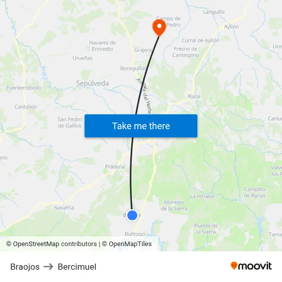Braojos to Bercimuel map