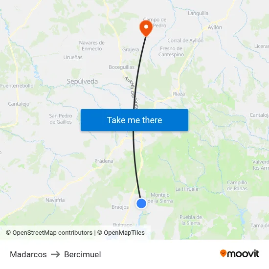Madarcos to Bercimuel map