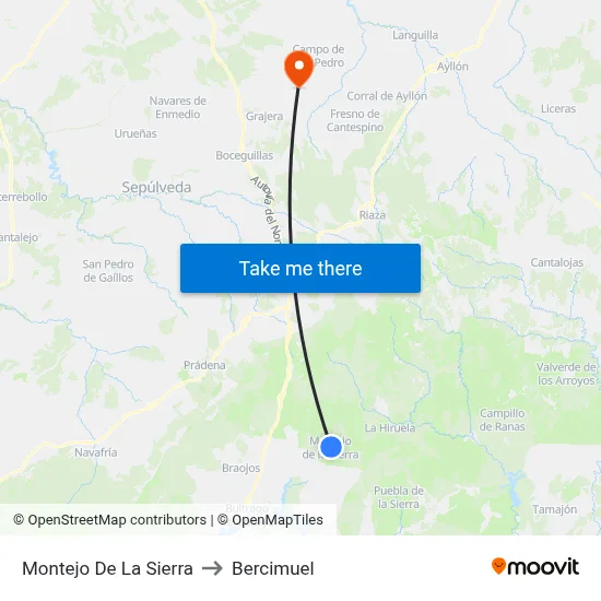 Montejo De La Sierra to Bercimuel map