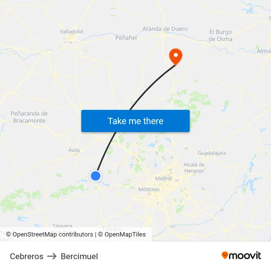 Cebreros to Bercimuel map