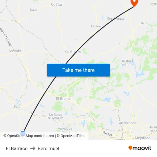 El Barraco to Bercimuel map